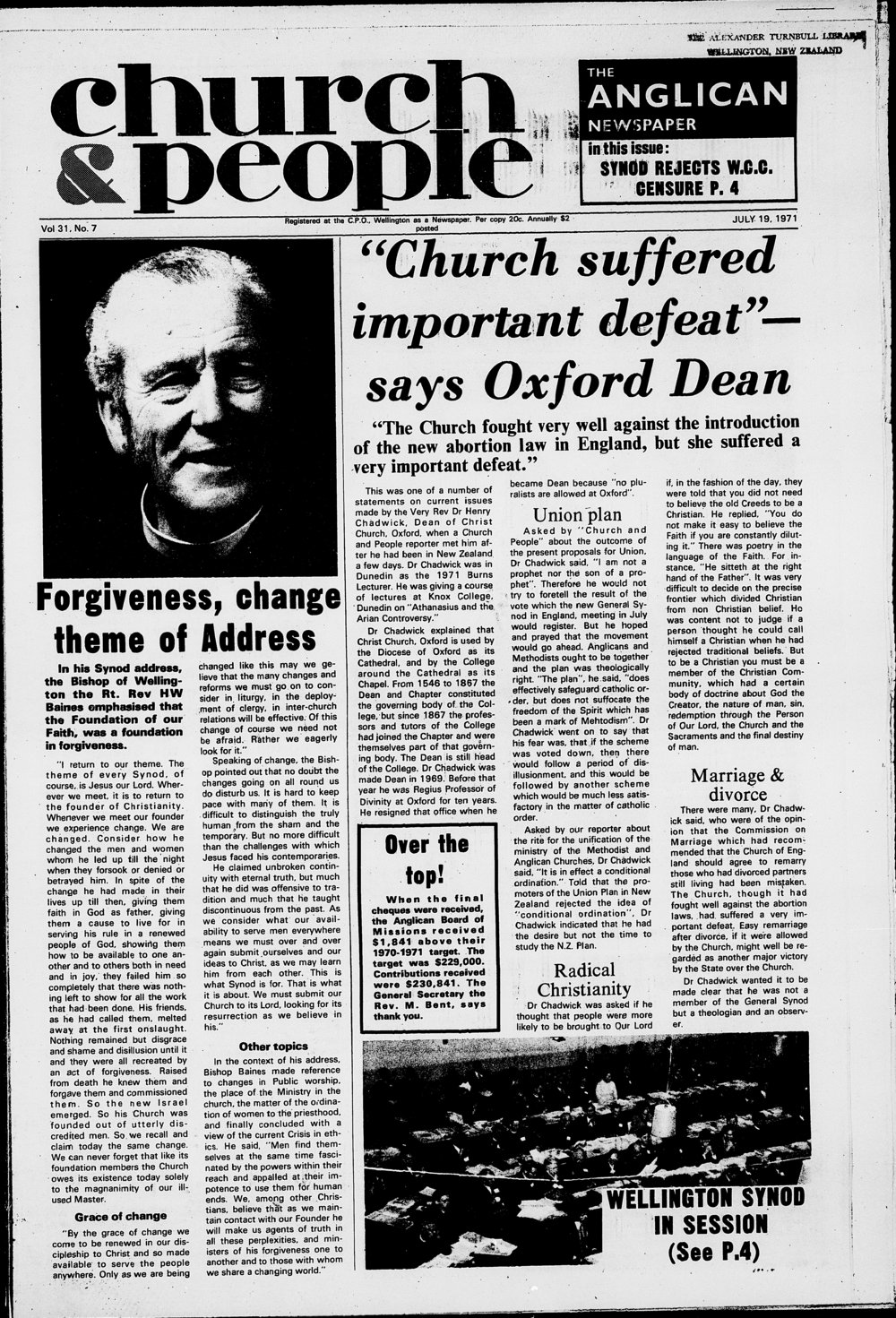 Church &amp; People: 19th July 1971