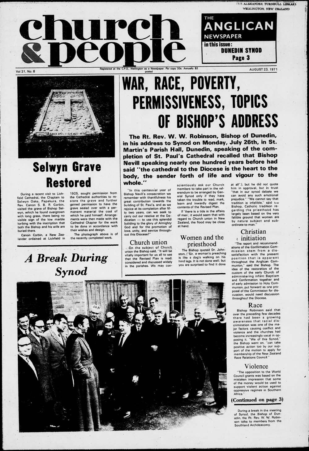 Church &amp; People: 23rd August 1971