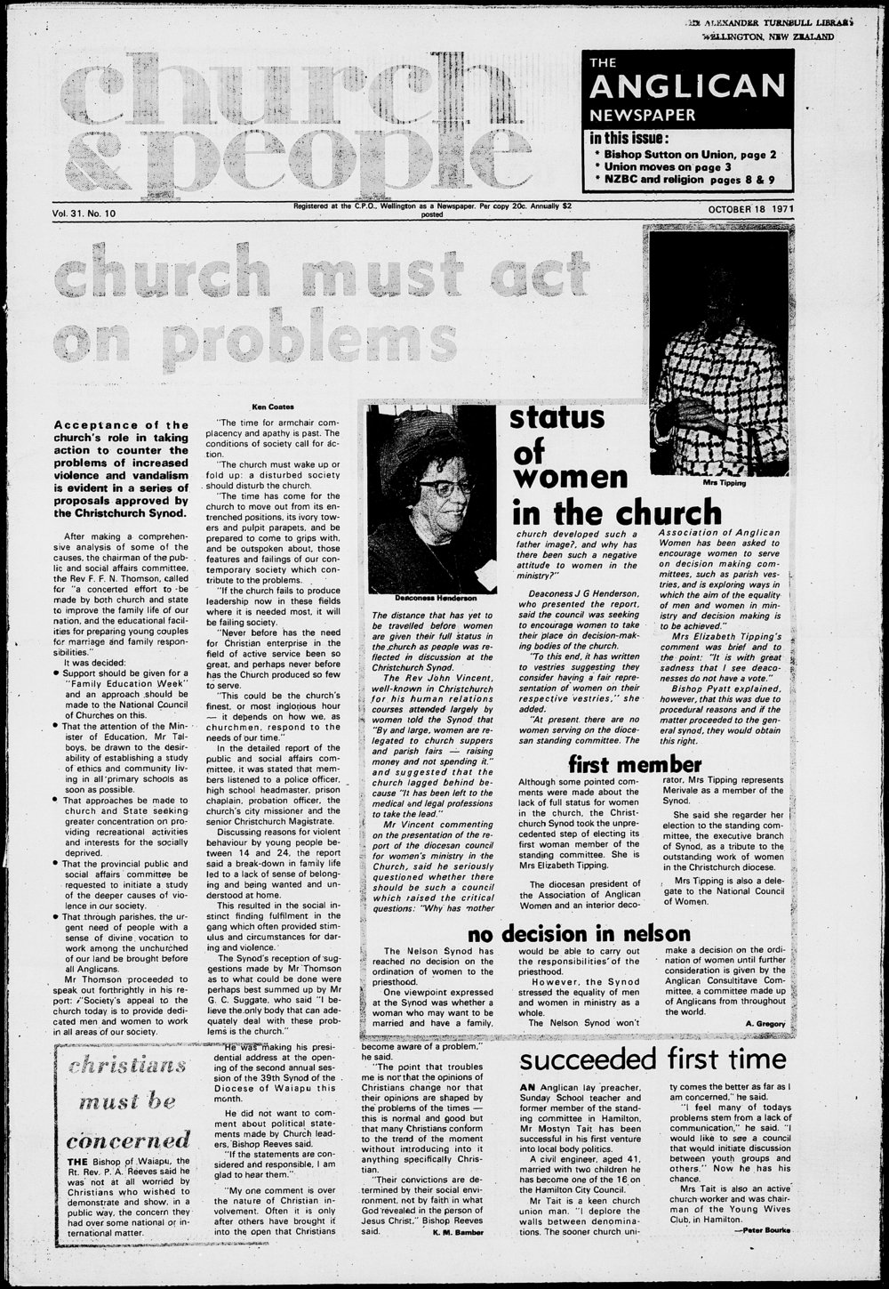 Church &amp; People: 18th October 1971