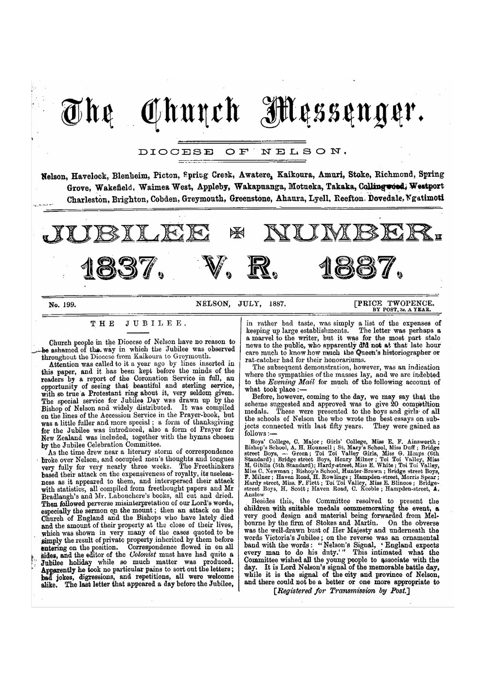 New Zealand Church Messenger, Nelson: July 1887