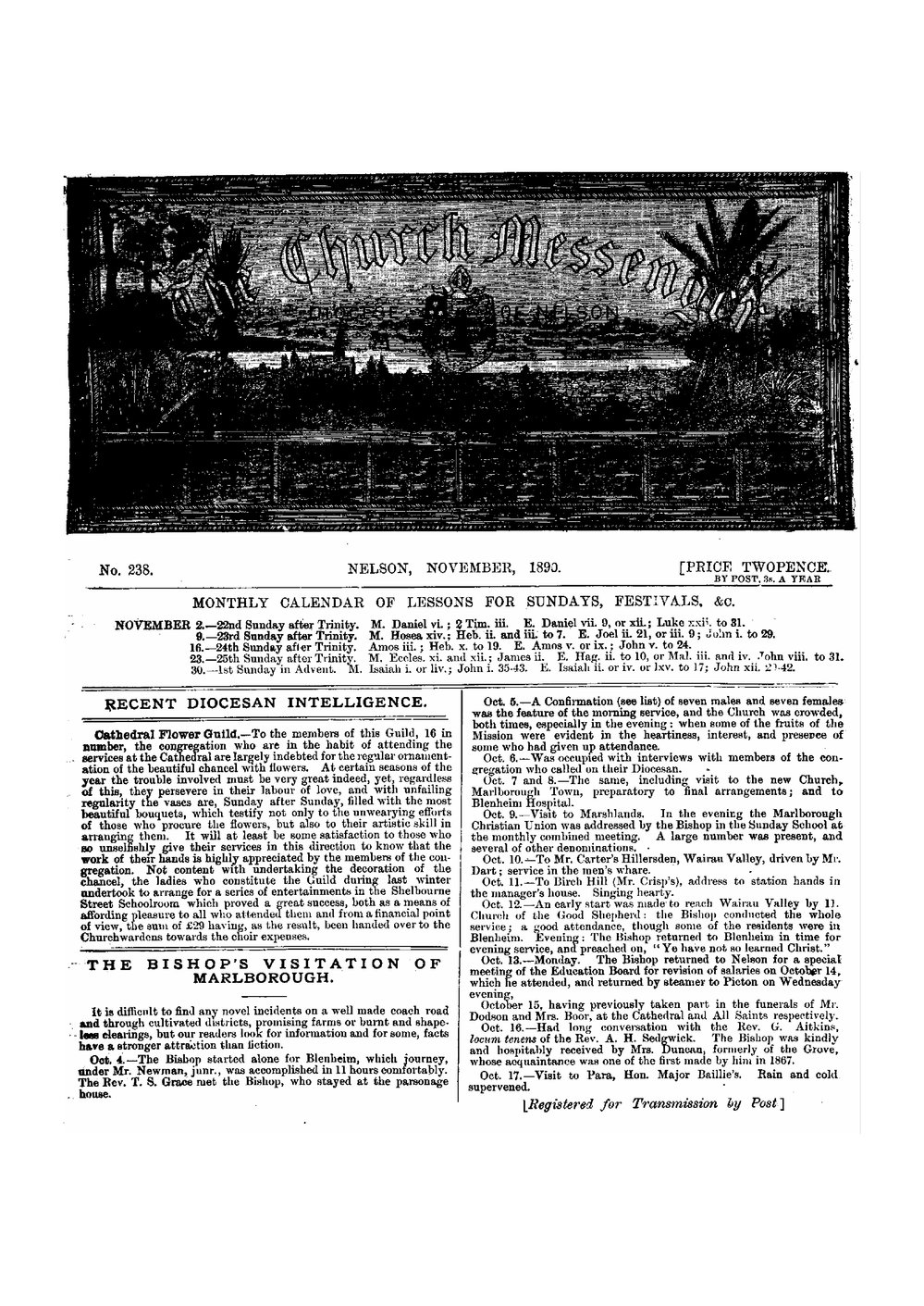 New Zealand Church Messenger, Nelson: November 1890