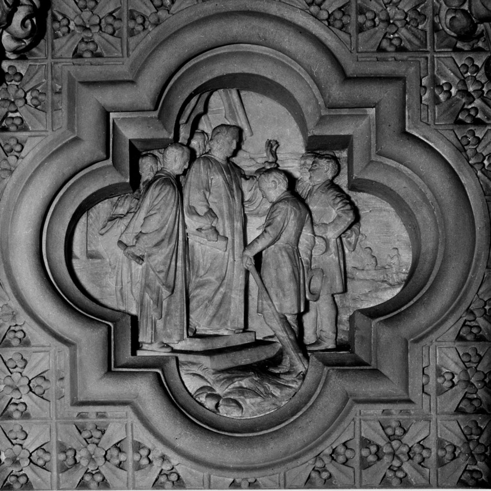 Christchurch Cathedral pulpit alabaster panel 