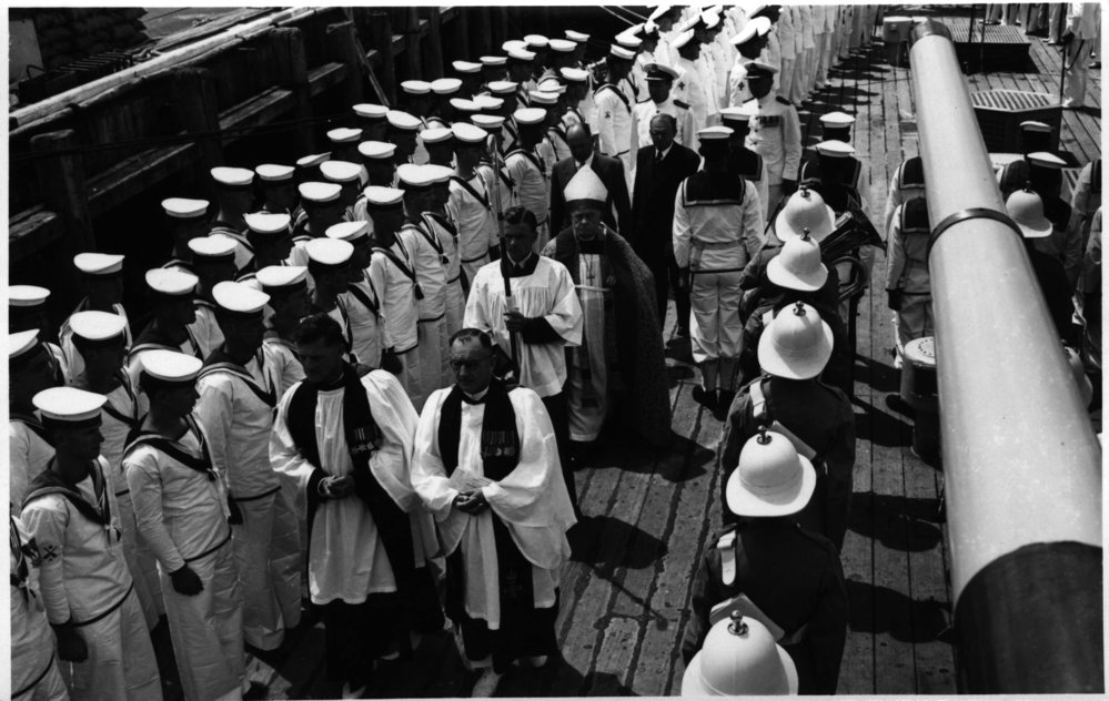 Unidentified church procession on ship 