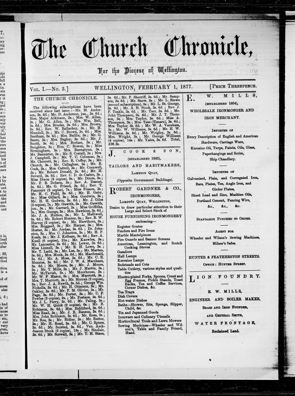 The Church Chronicle, Wellington: 1st February 1877