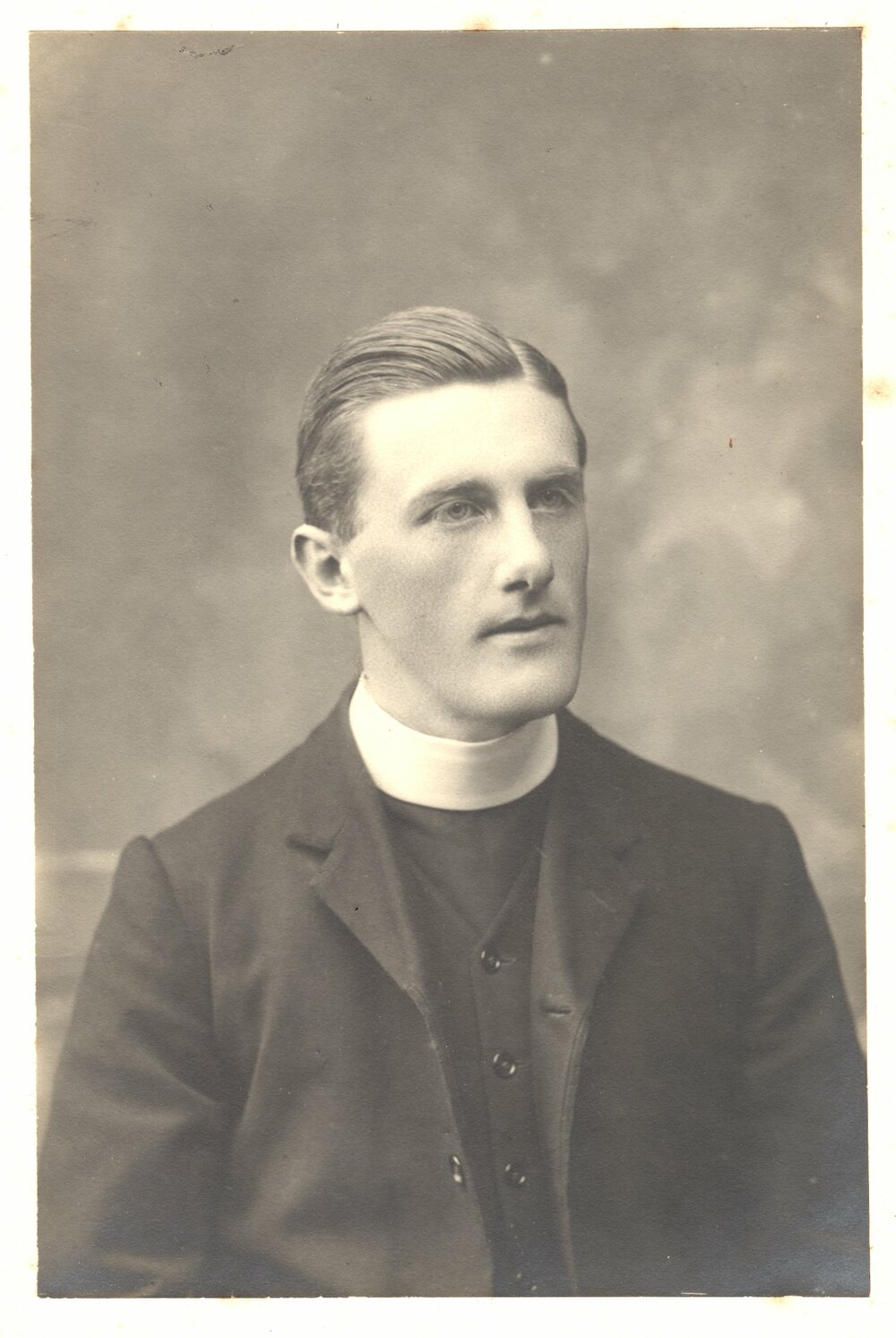 Portrait of man (Harold?) wearing clerical collar