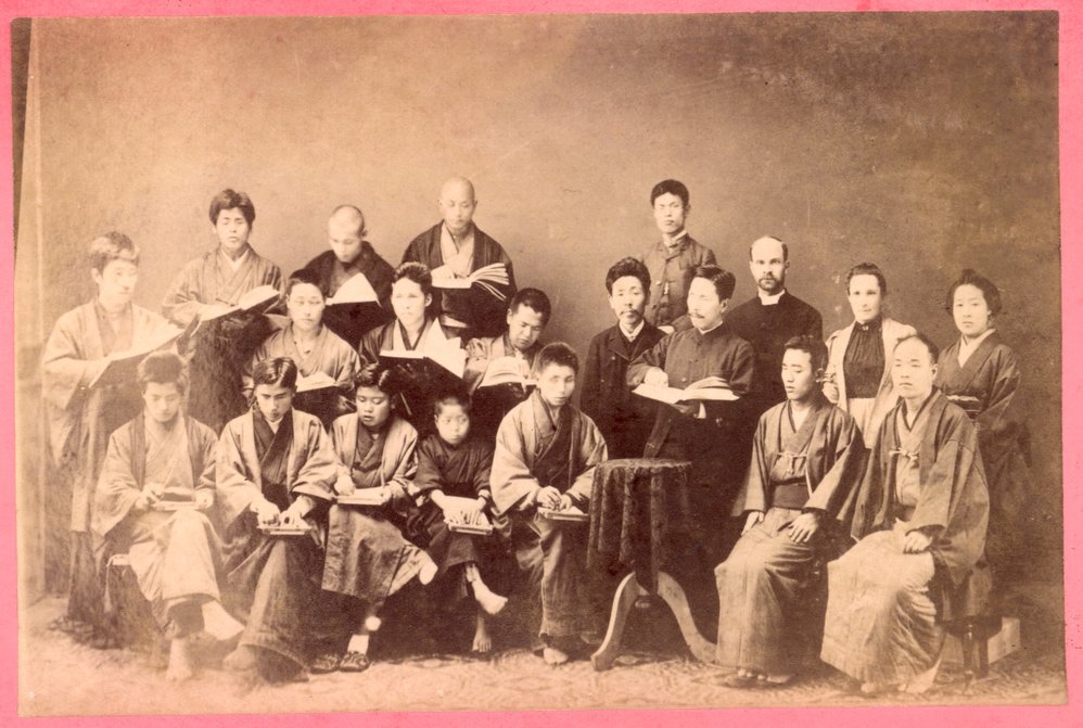 Miss Hunter-Brown and JK Mori, Principal of Gifu Blind School