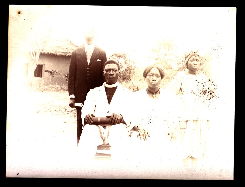 Mr isa Imkode and the Rev'd and Mrs FC Akingbeham and a pupil teacher