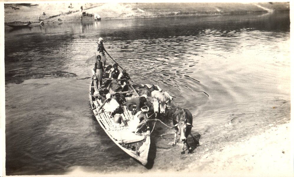 Boat with people on river