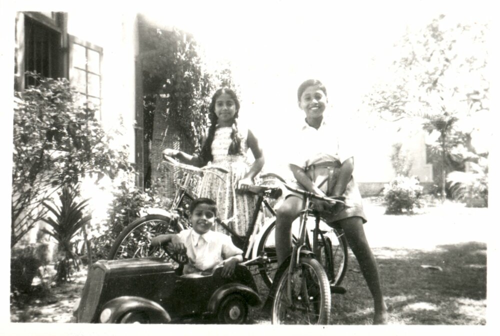 Three children on bikes