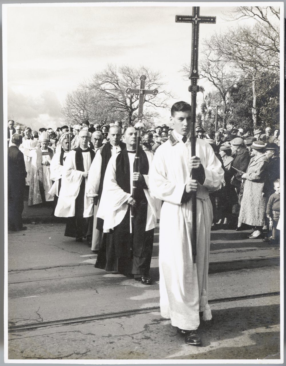 Procession at the laying of the foundation stone for Holy Trinity Cathedral, Auckland