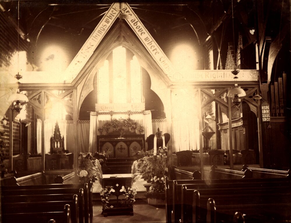 Church interior possibly St Mark's Paparoa