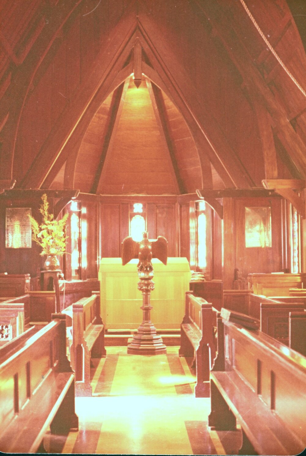 St John's College chapel interior at night