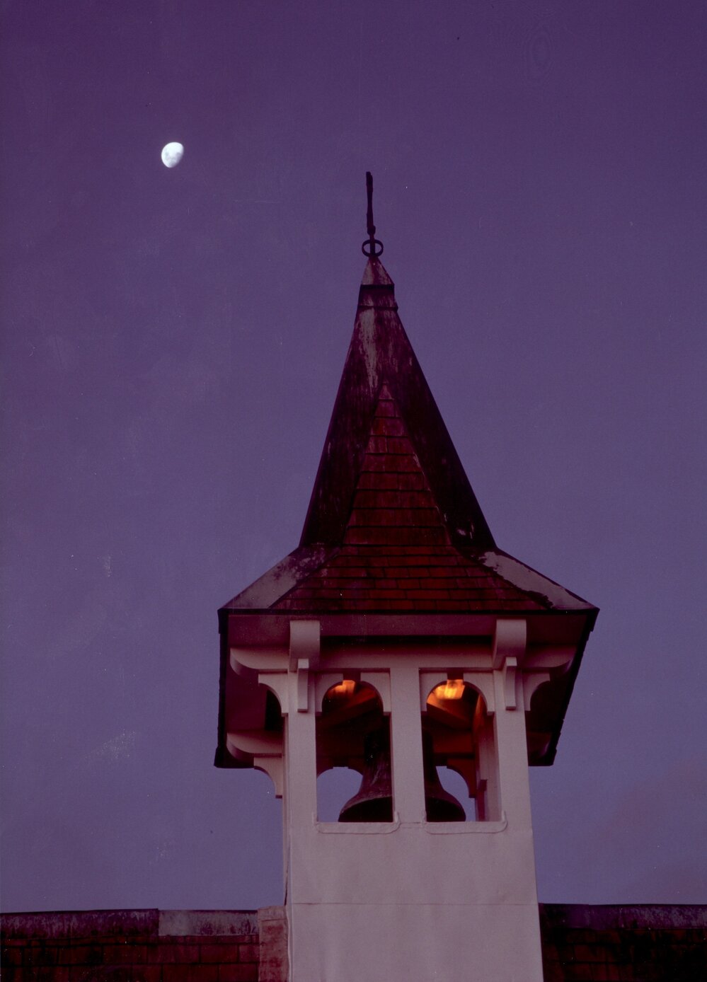 St. John's College chapel spire at dawn