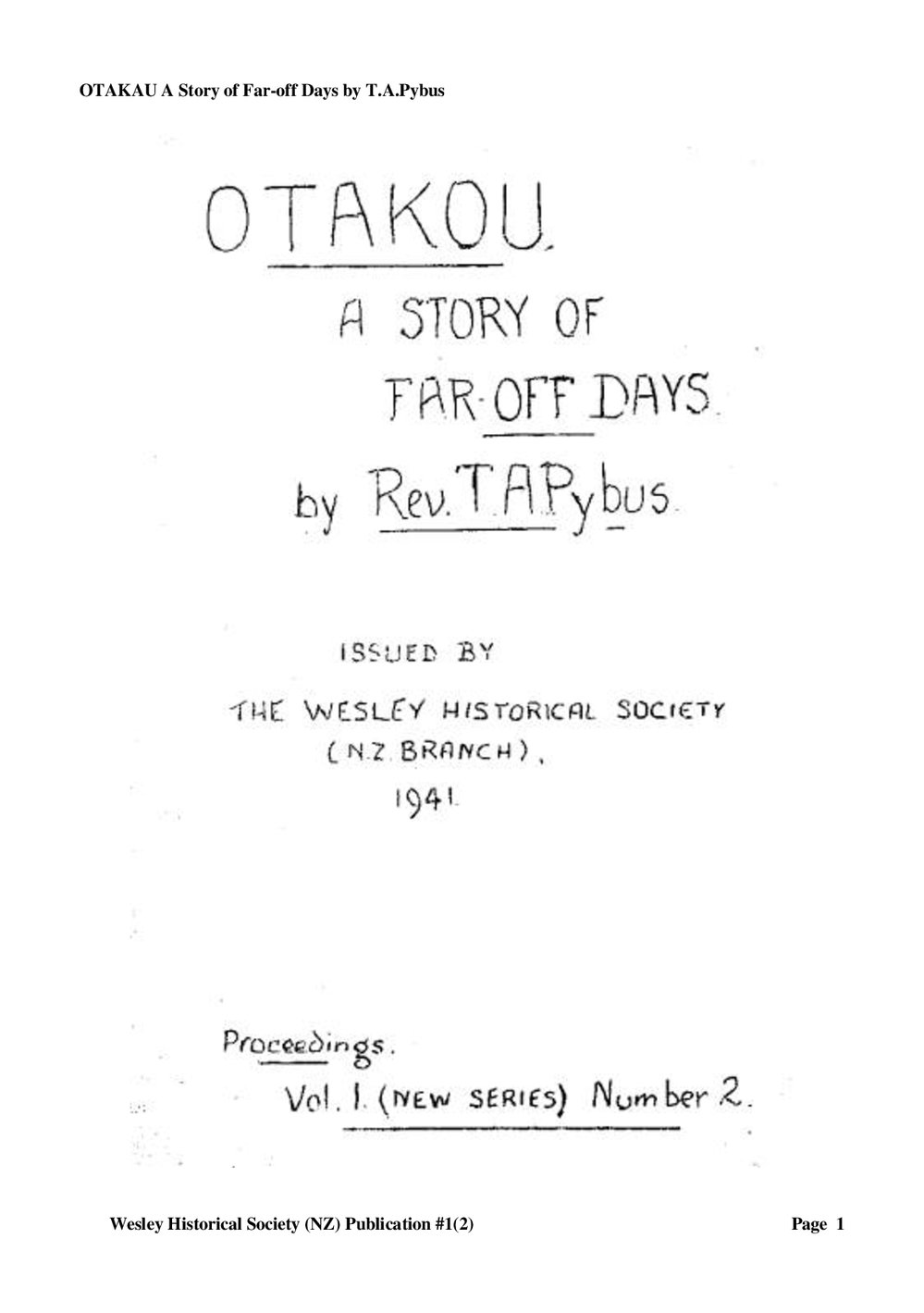 1 (2) Otakou - Wesley Historical Society Proceedings