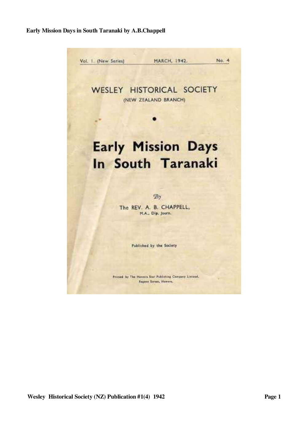 1 (4) SouthTaranaki - Wesley Historical Society Proceedings