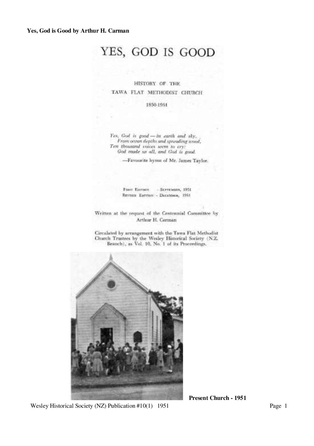 10 (1) Yes God is Good - Wesley Historical Society Proceedings