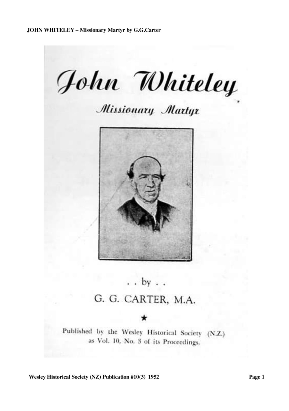 10 (3) JOHN WHITELEY - Wesley Historical Society Proceedings