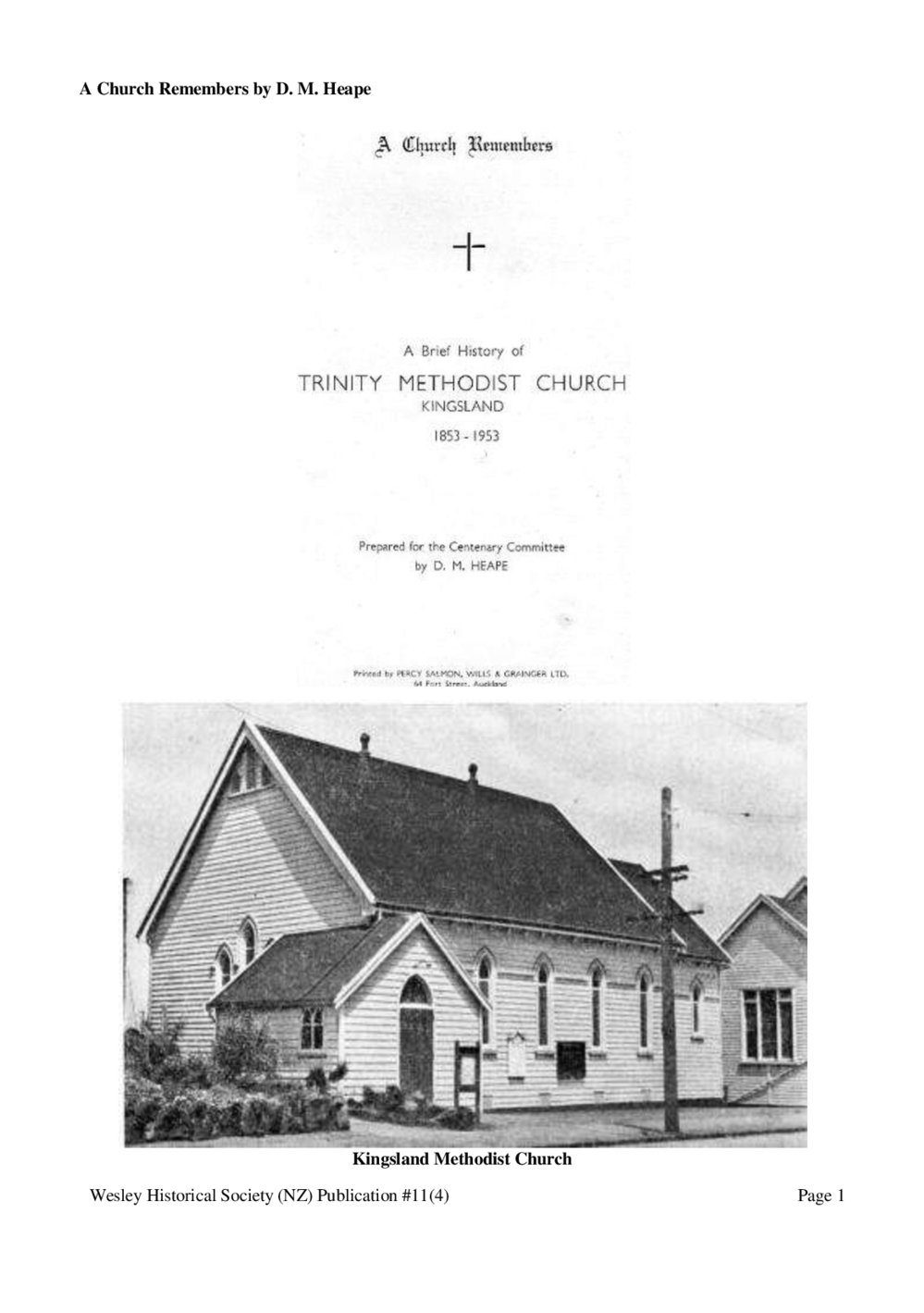 11 (4) A Church Remembers - Wesley Historical Society Proceedings