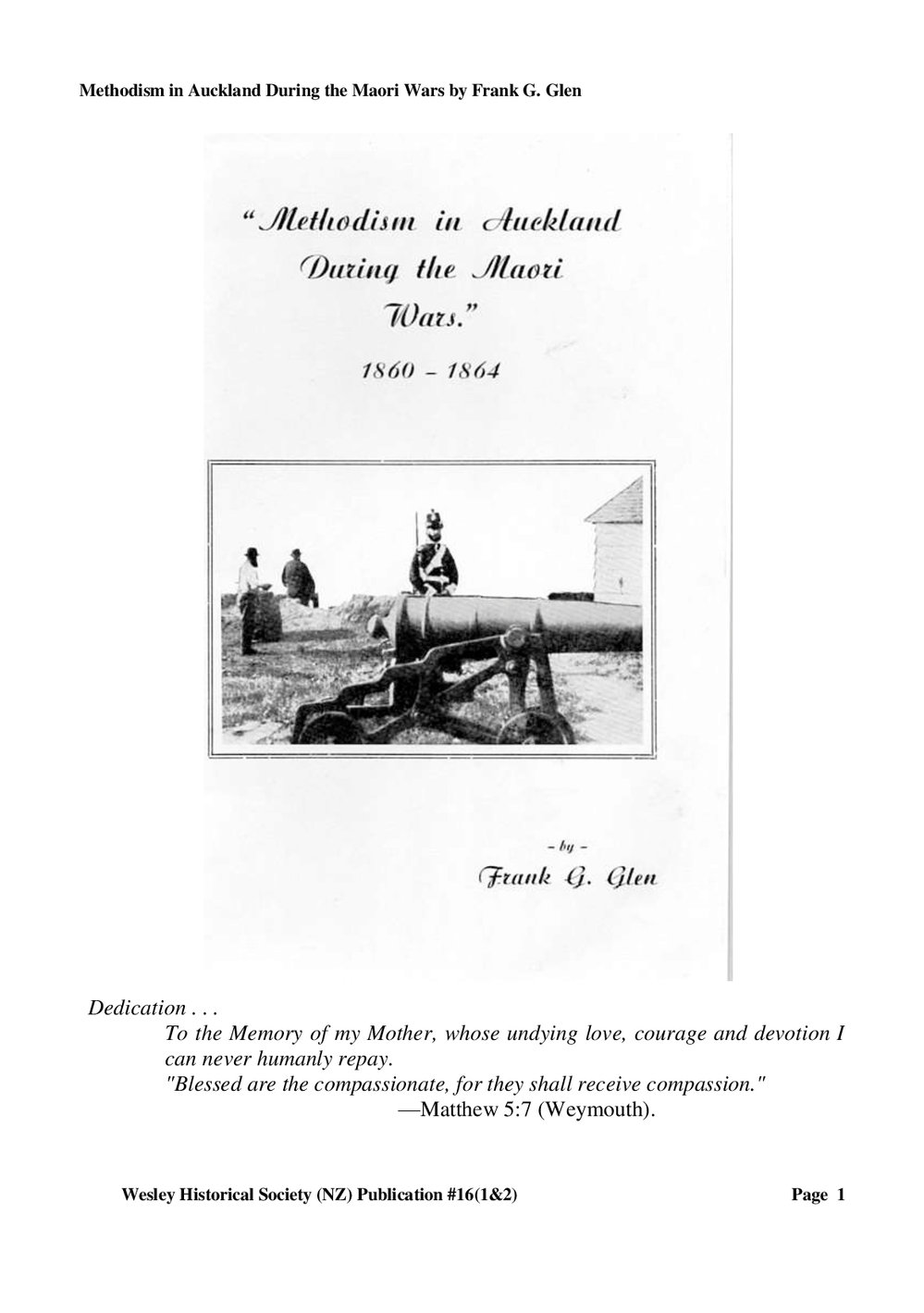 16 (1-2) Auckland Maori Wars - Wesley Historical Society Proceedings