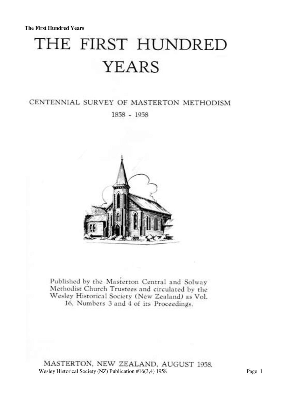 16 (3,4) Masterton - Wesley Historical Society Proceedings