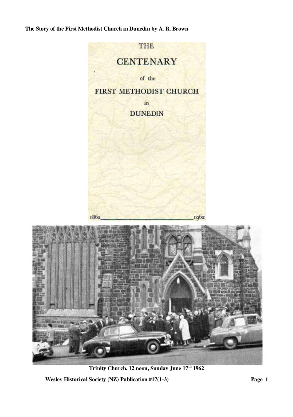 17 (1-3) First Dunedin - Wesley Historical Society Proceedings