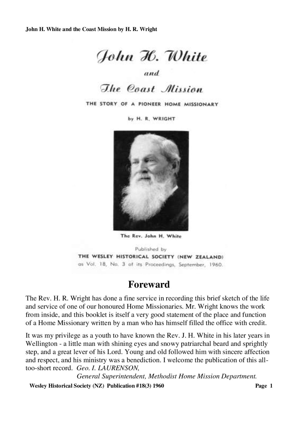 18 (3) John H White - Wesley Historical Society Proceedings