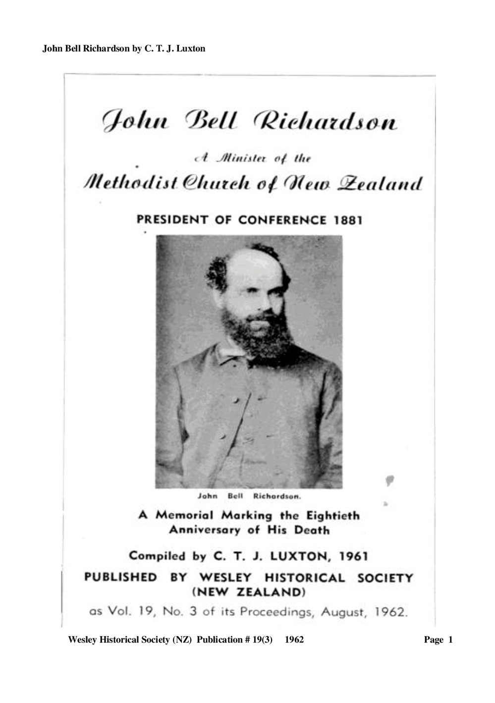 19 (3) John Bell Richardson - Wesley Historical Society Proceedings