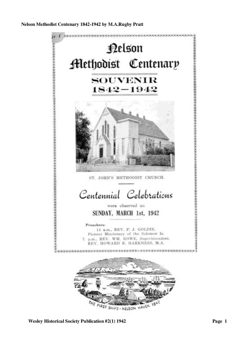 2 (1) Nelson Methodist Centenary - Wesley Historical Society Proceedings