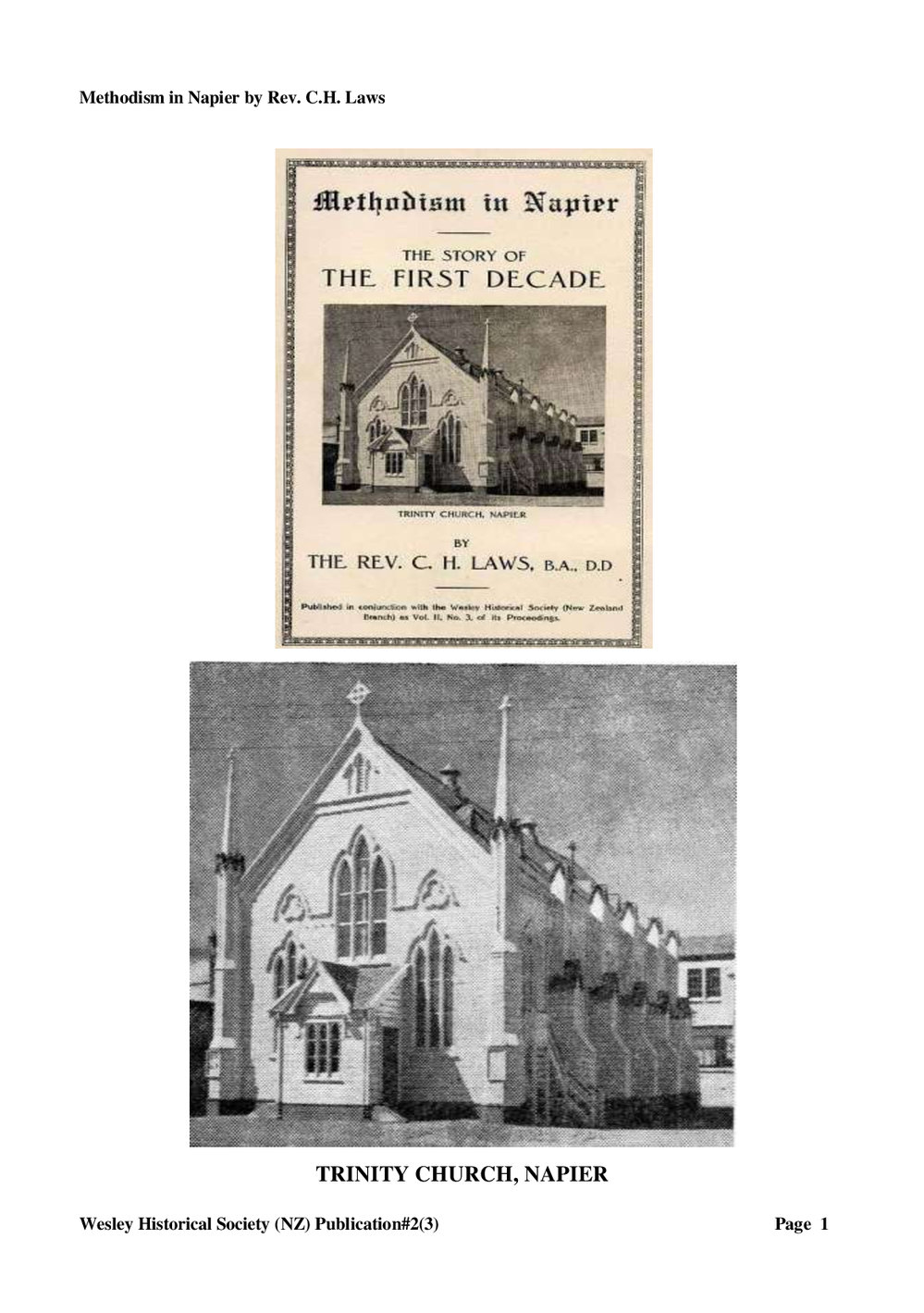 2 (3) Methodism in Napier - Wesley Historical Society Proceedings