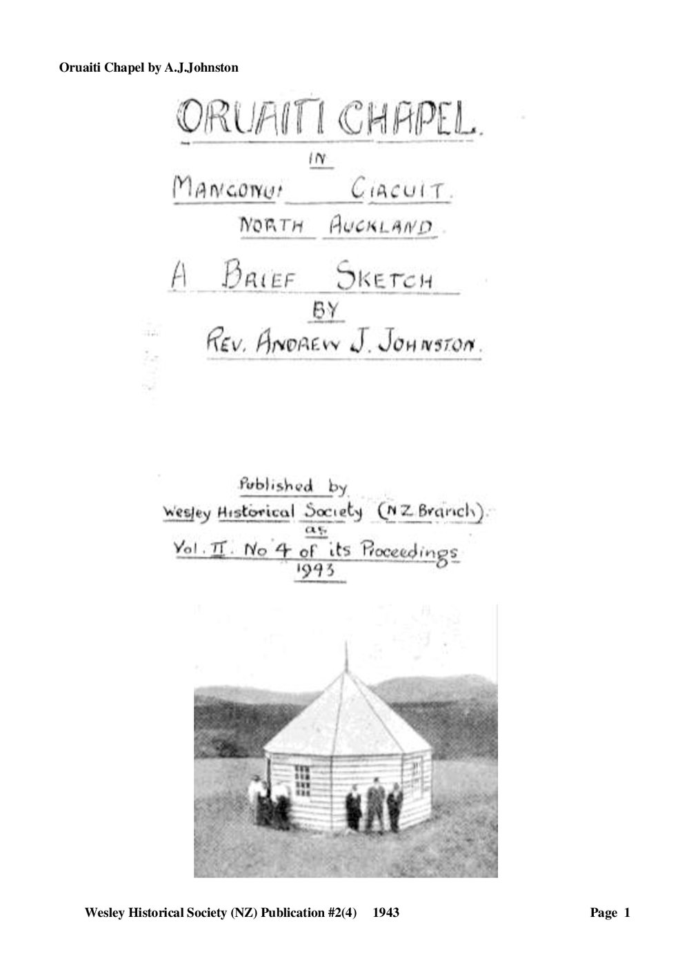 2 (4) Oruaiti Chapel - Wesley Historical Society Proceedings