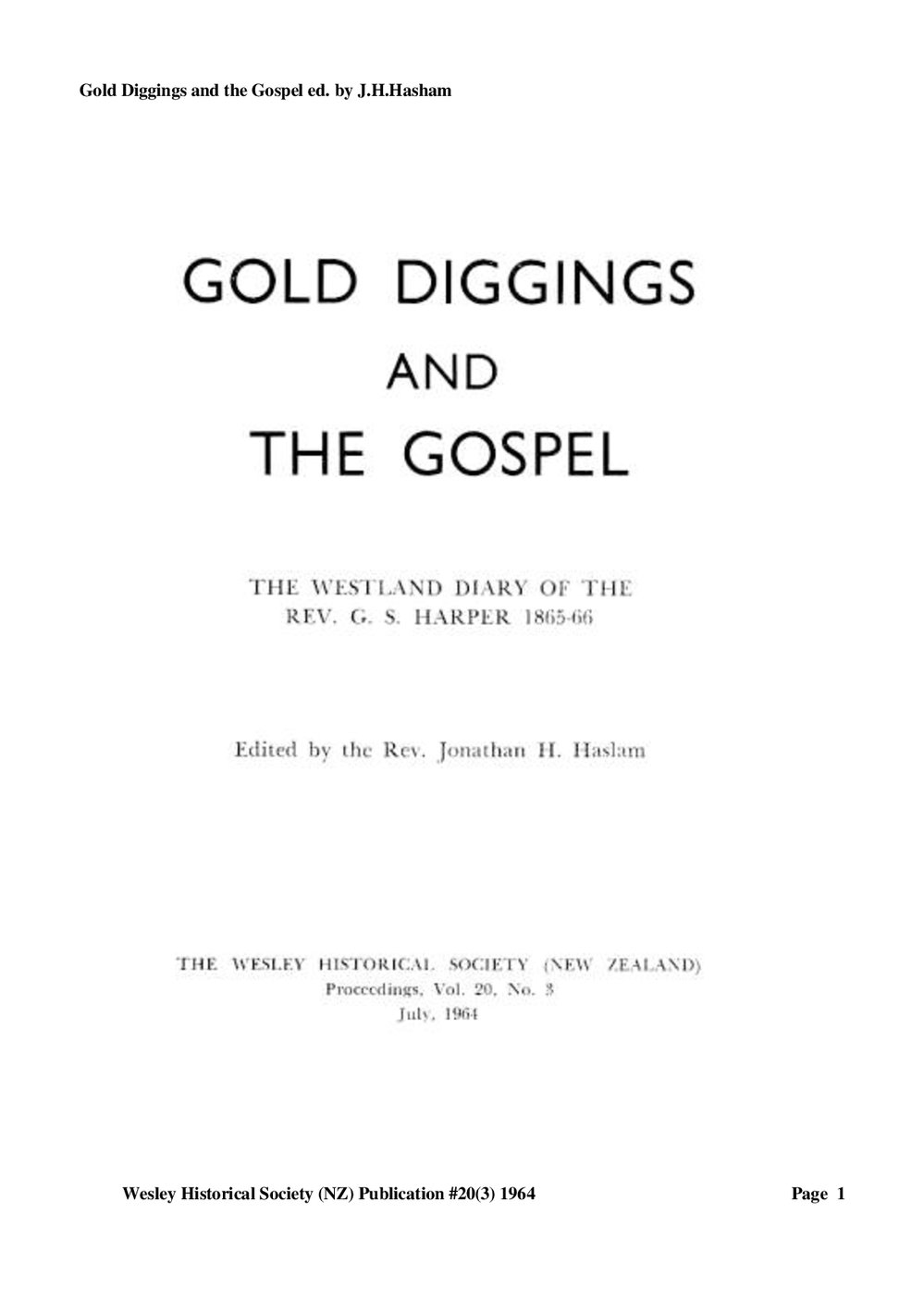 20 (3) Gold Diggings and the Gospel - Wesley Historical Society Proceedings