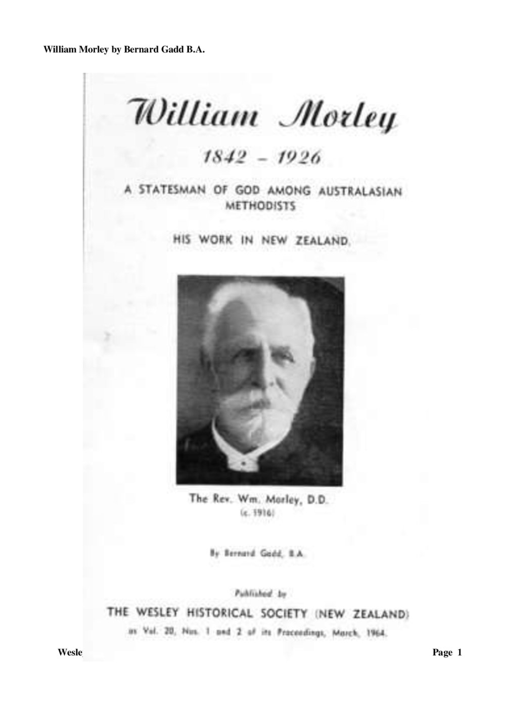 20 (1,2) William Morley - Wesley Historical Society Proceedings