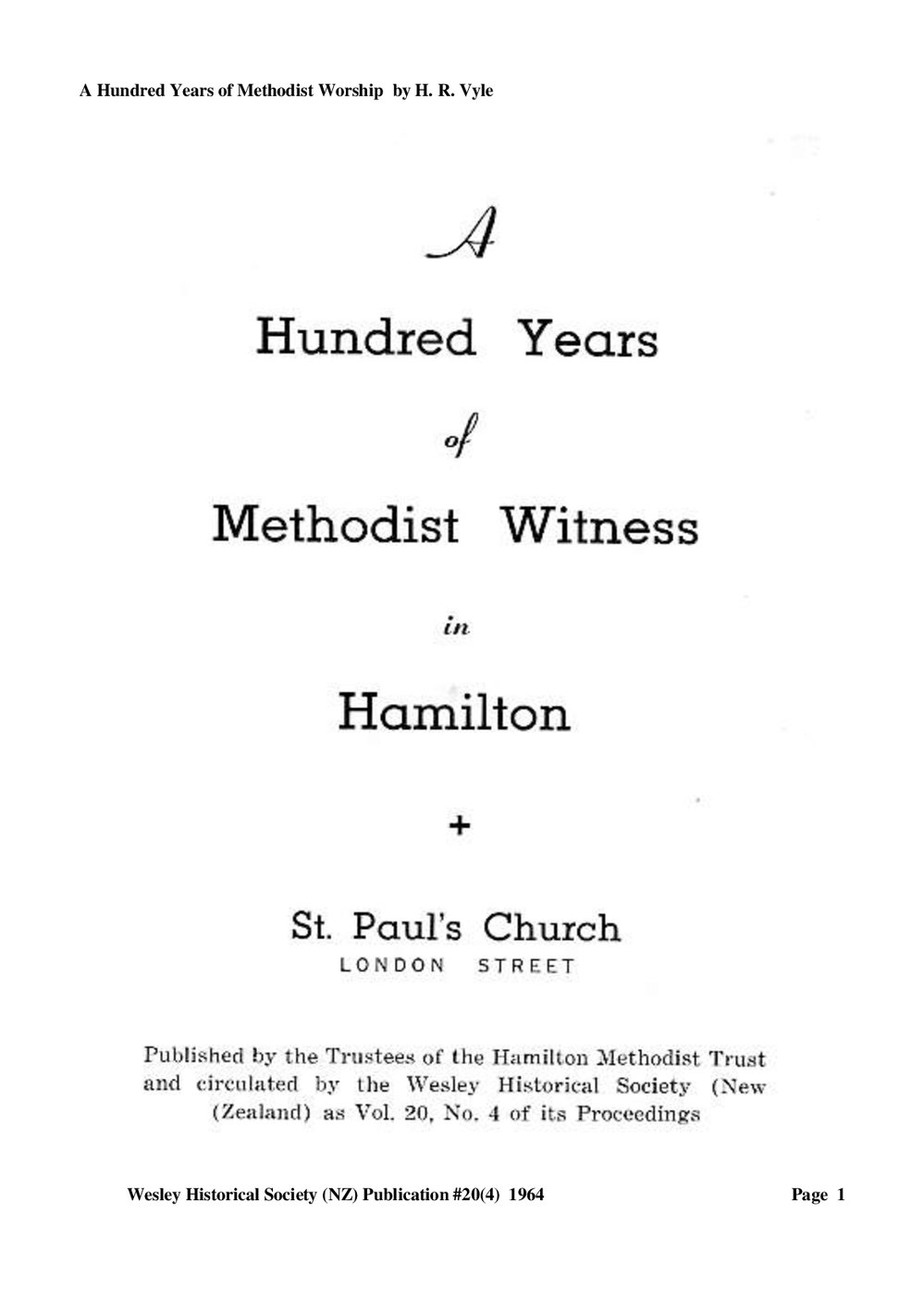 20 (4) Hamilton St Pauls - Wesley Historical Society Proceedings