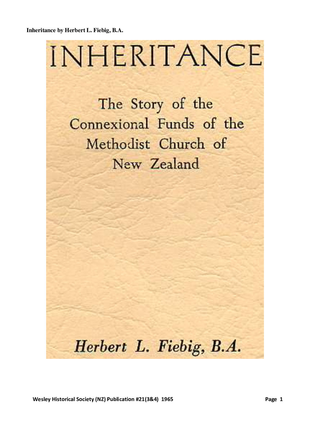 21 (3,4) Inheritance - Wesley Historical Society Proceedings