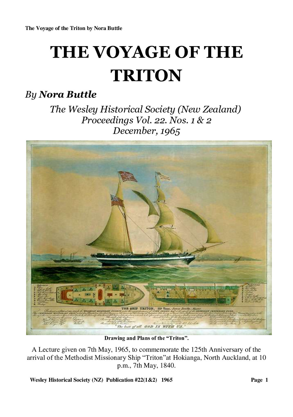 22 (1,2) The Voyage of the Triton - Wesley Historical Society Proceedings