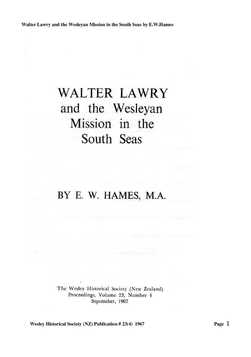 23 (4) Walter Lawry - Wesley Historical Society Proceedings