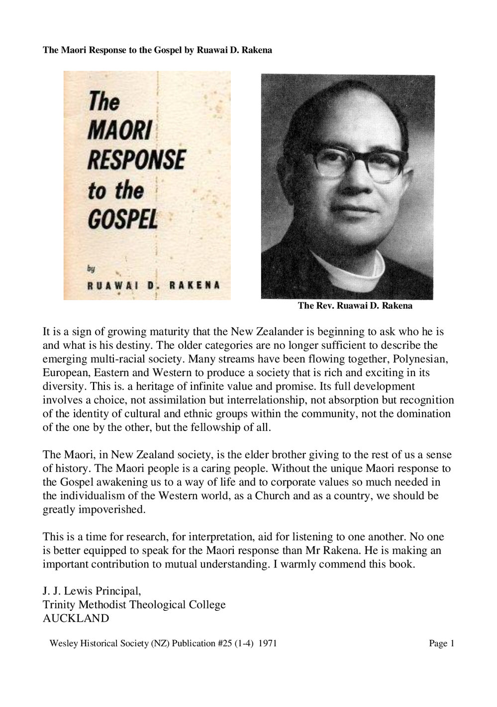 25 (1-4) Maori Response - Wesley Historical Society Proceedings