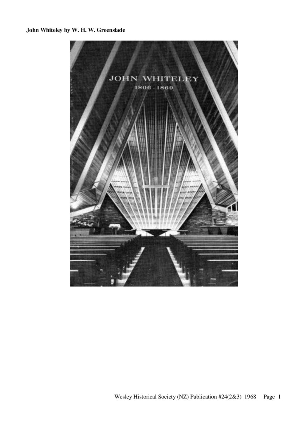 24 (3,4) John Whiteley - Wesley Historical Society Proceedings