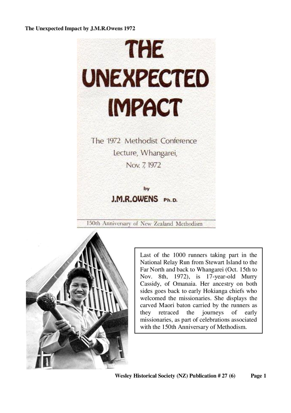 27 (6) An Unexpected Impact - Wesley Historical Society Proceedings