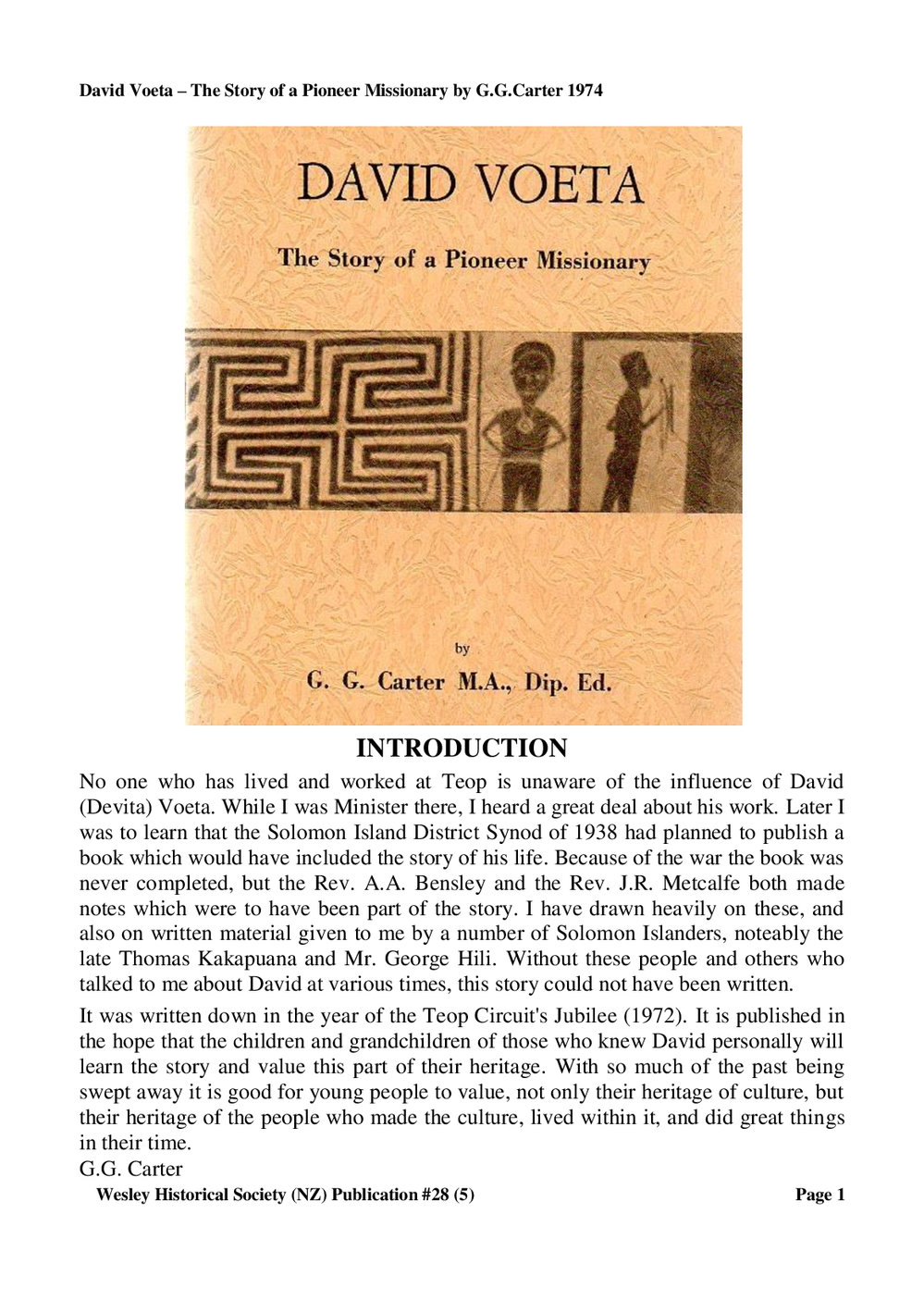 28 (5) David Voeta - Wesley Historical Society Proceedings