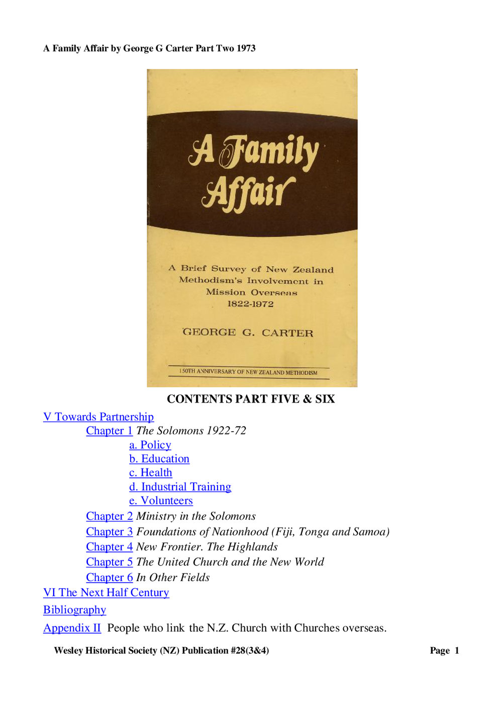 28 (3,4) Part 2 A Family Affair - Wesley Historical Society Proceedings