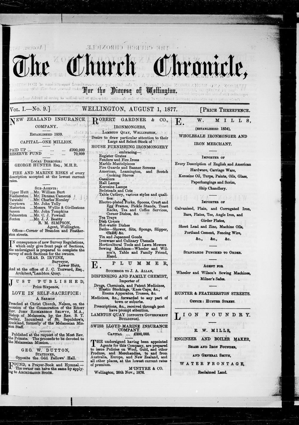 The Church Chronicle, Wellington: 1st August 1877