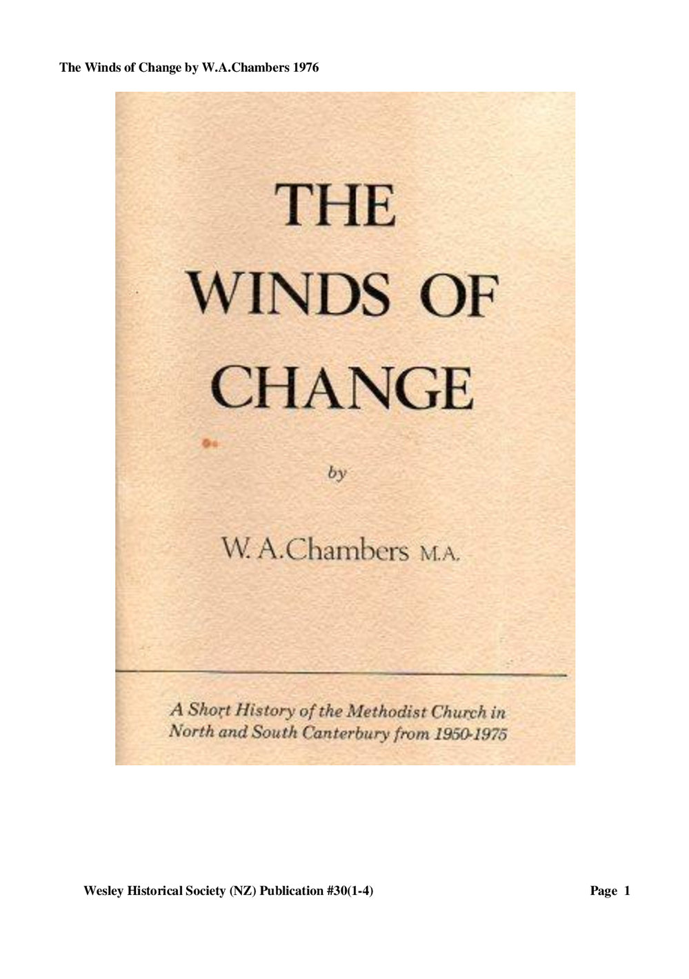 30 (1-4) The Winds of Change - Wesley Historical Society Proceedings
