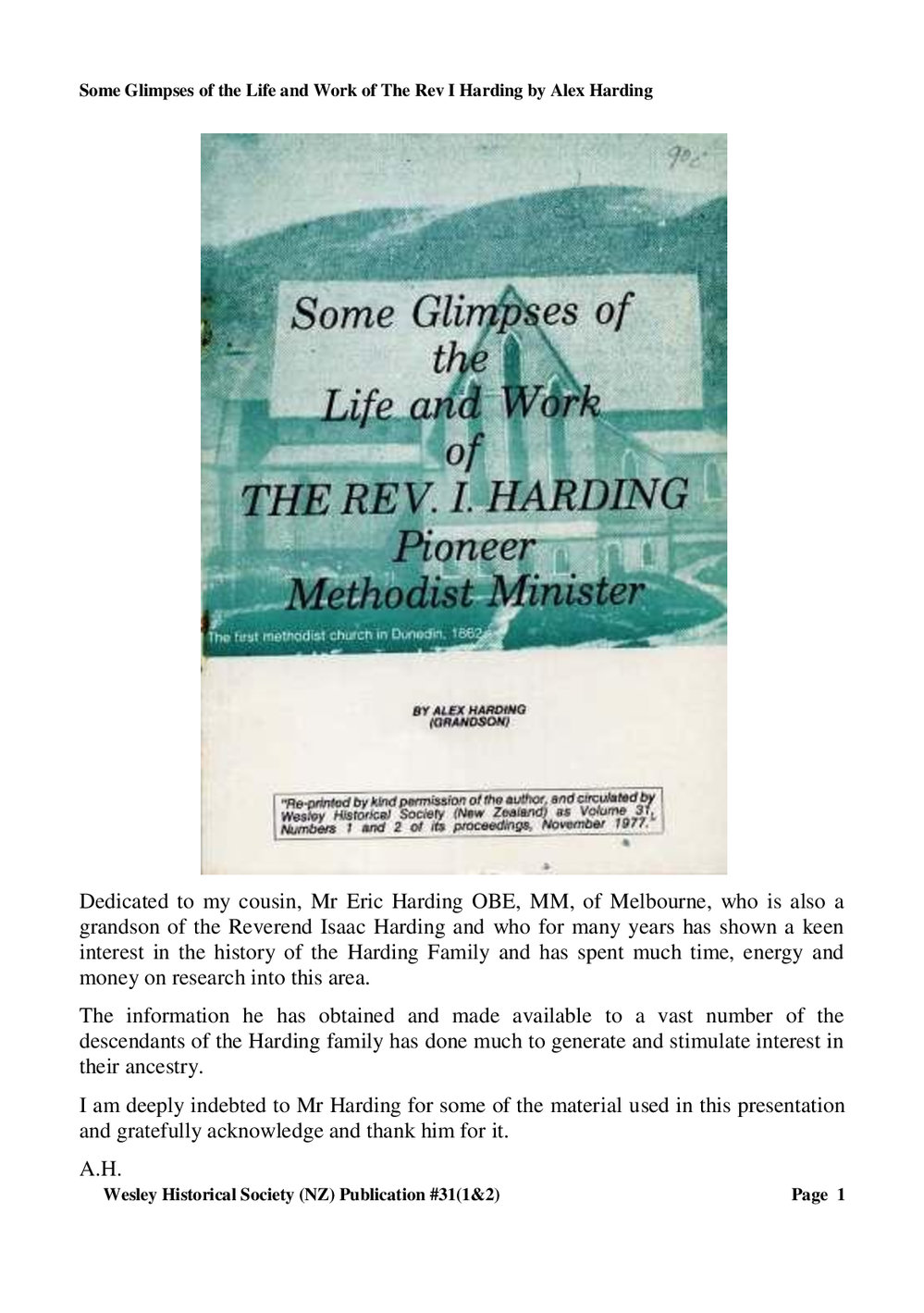 31 (1,2) Isaac Harding - Wesley Historical Society Proceedings