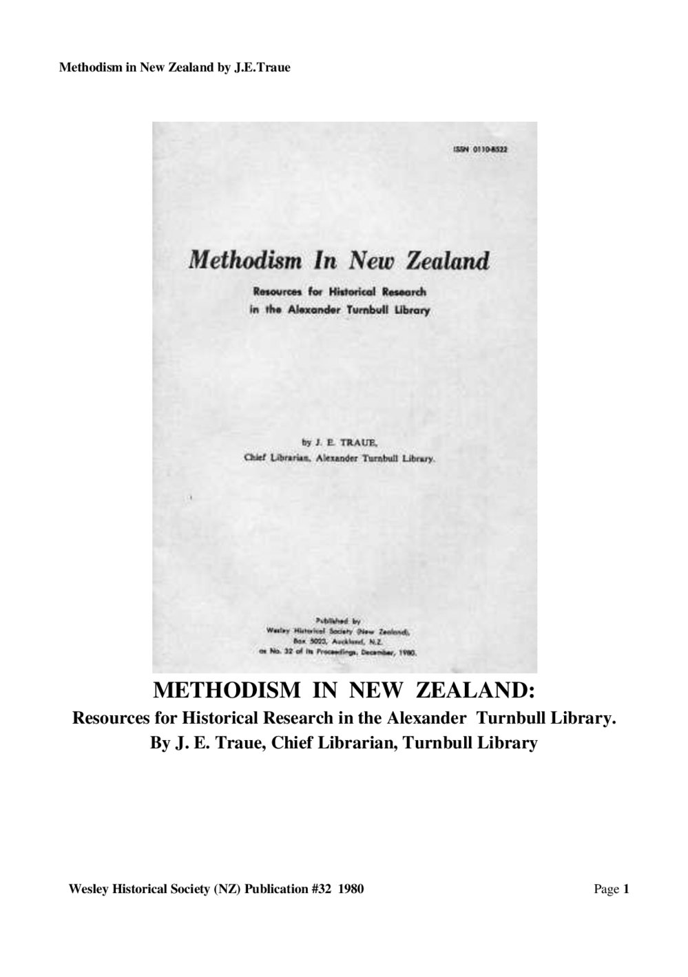 32 Methodism in NZ - Wesley Historical Society Proceedings