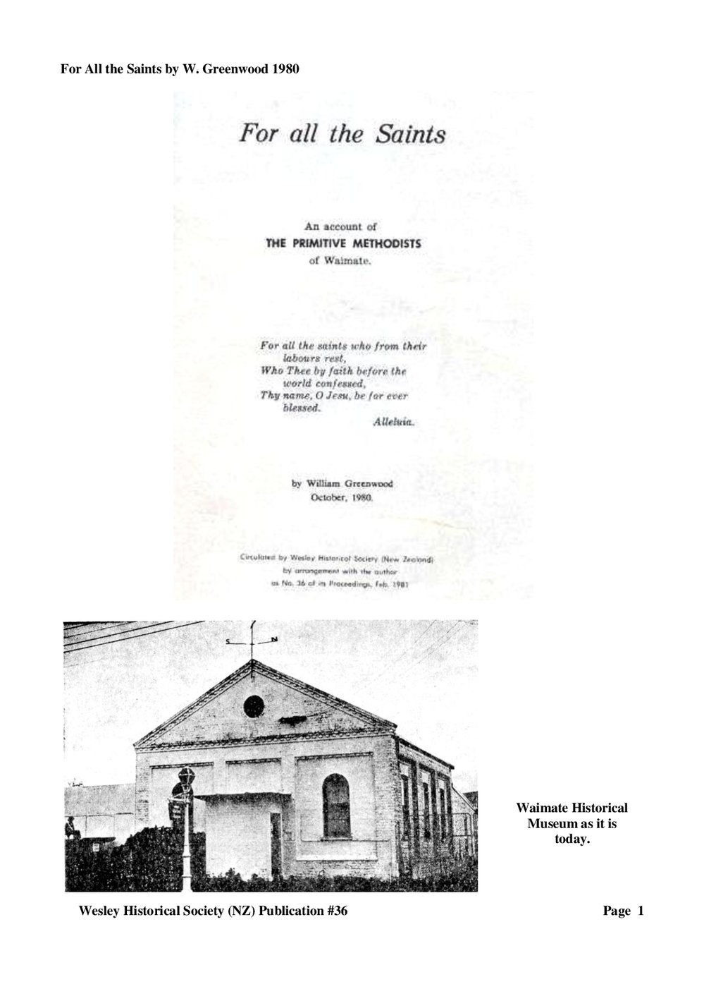 36 For all the saints - Wesley Historical Society Proceedings