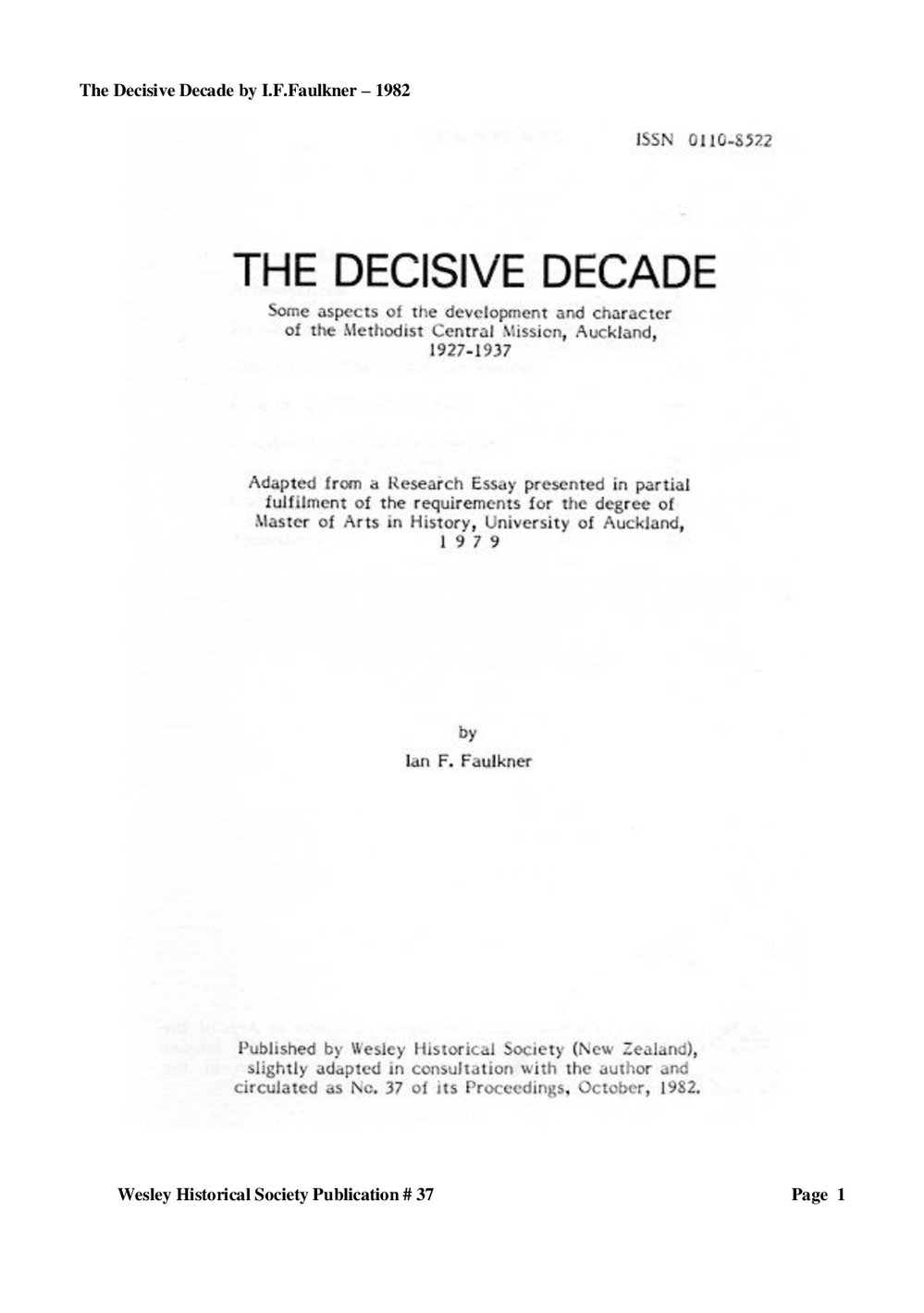 37 The Decisive Decade - Wesley Historical Society Proceedings