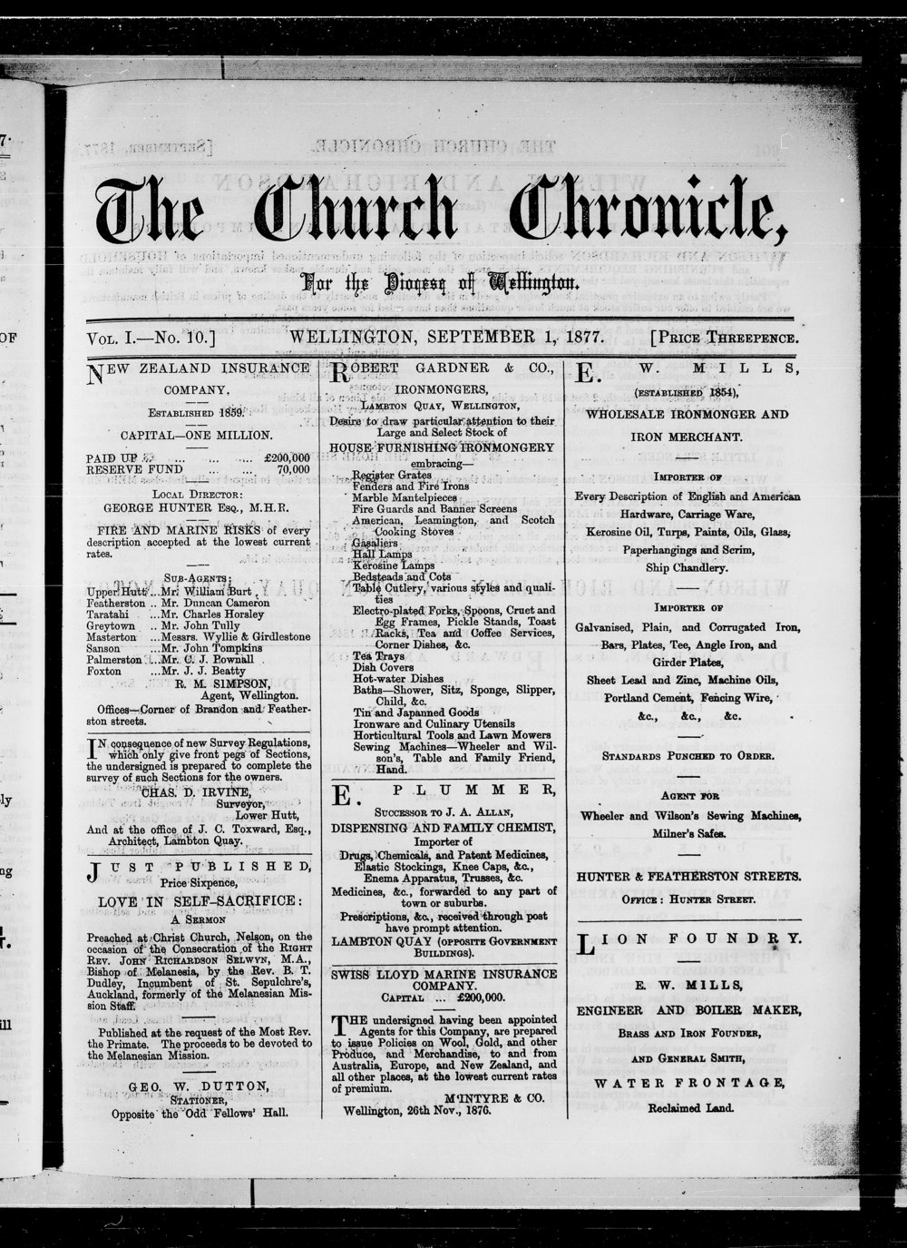 The Church Chronicle, Wellington: 1st September 1877