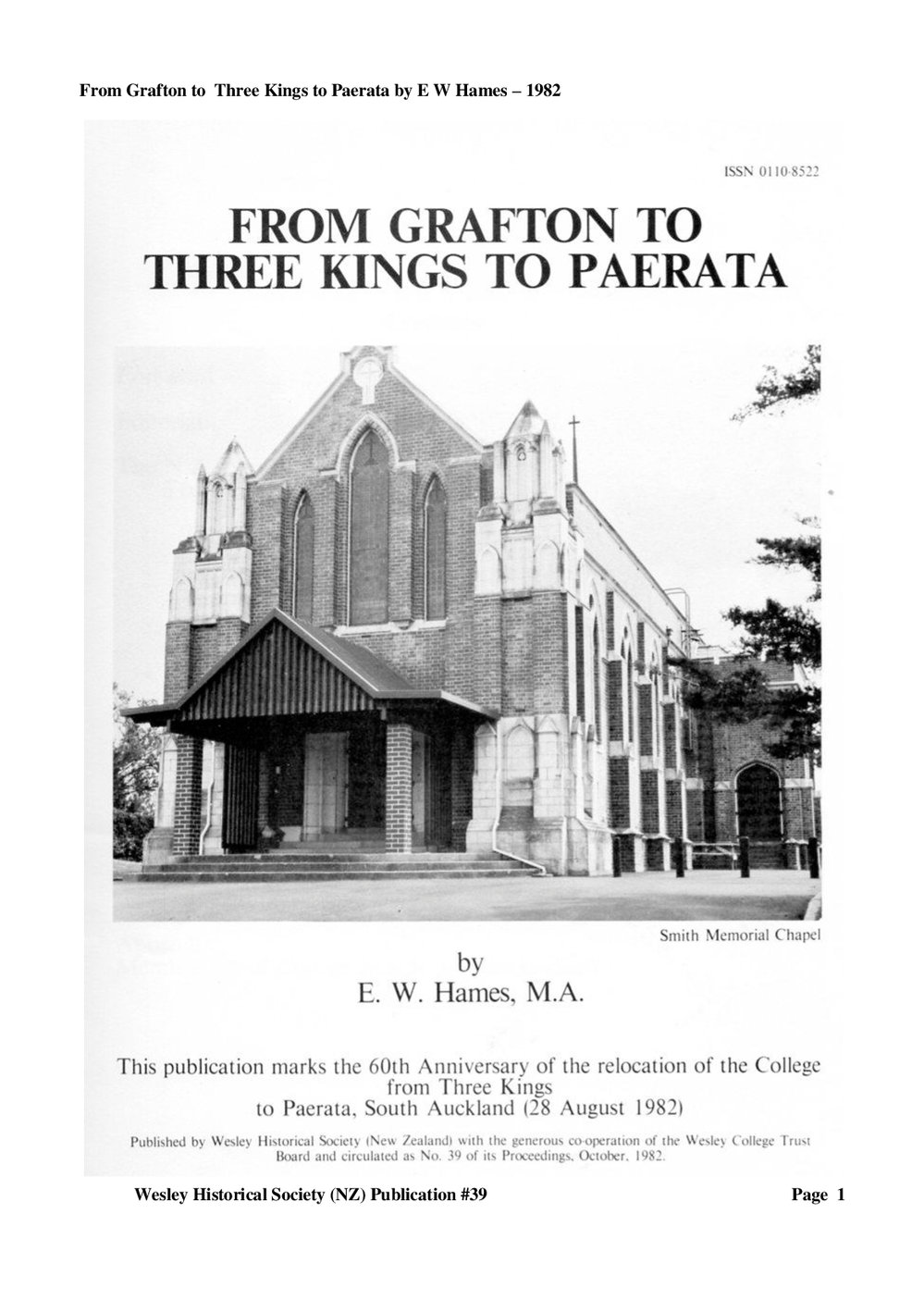 39 From Grafton to Paerata - Wesley Historical Society Proceedings