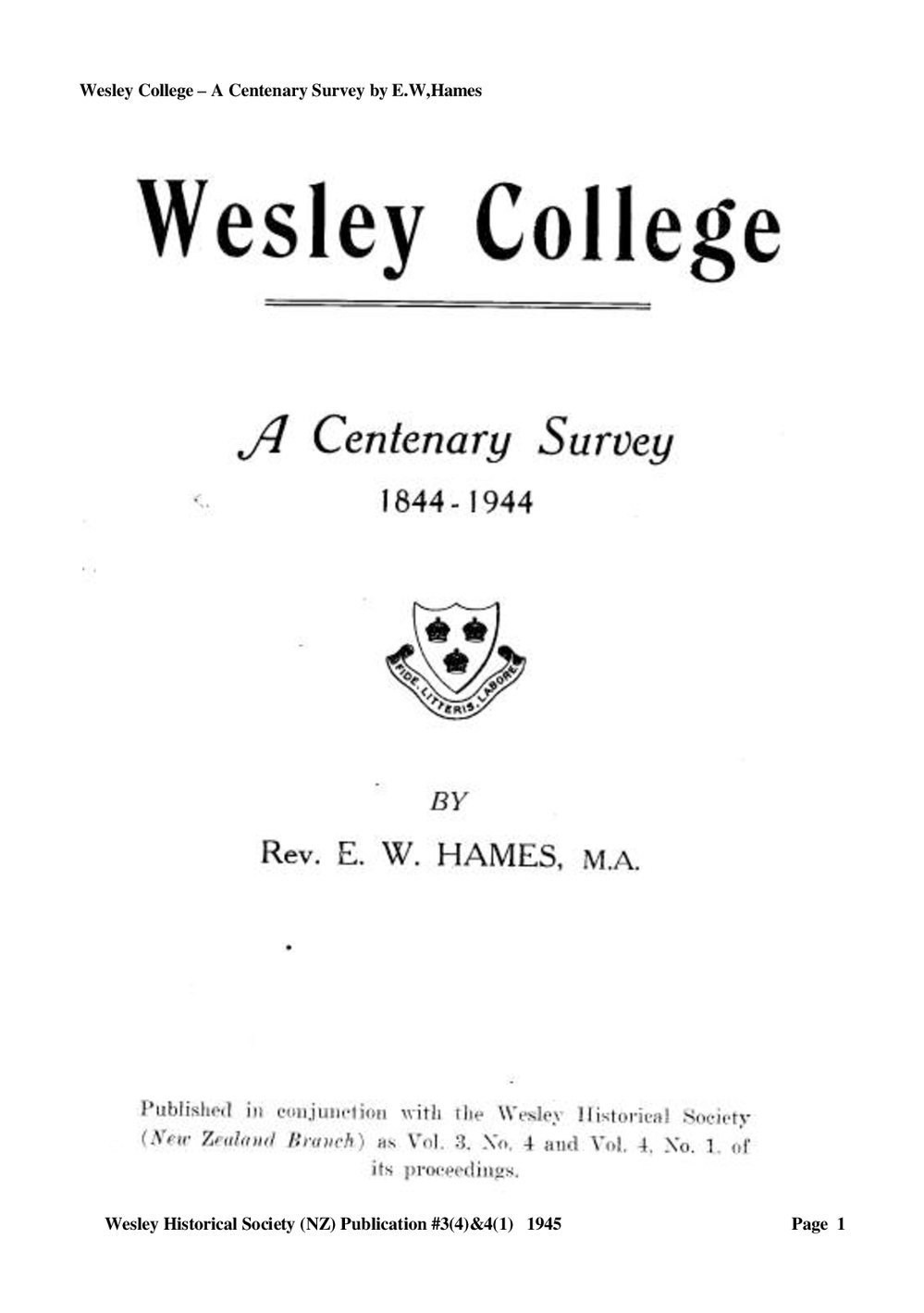 4 (1) Wesley College - Wesley Historical Society Proceedings